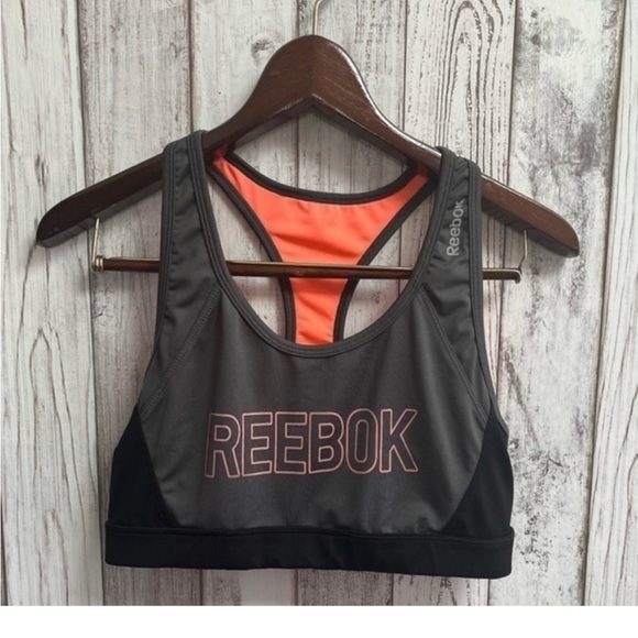 Reebok gray/orange racerback sports bra size Large - Picture 1 of 4